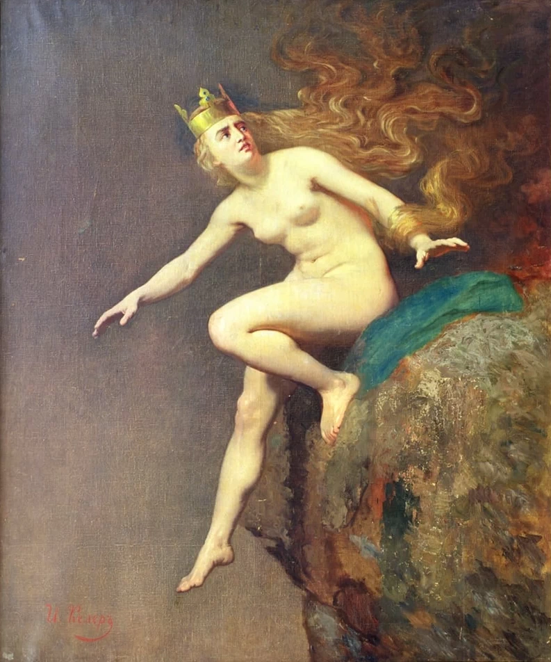 Lorelei, uno studio per il dipinto The Imprecation of Lorelei dei Monks, 1887 - Art Museum of Estonia, Tallinn